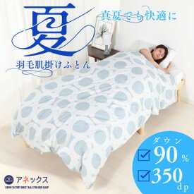 【ふるさと納税】【洗える】羽毛肌掛け布団シングル日本製　軽量夏用ダウンケット　北欧柄丸柄グレー羽毛肌ふとん抗菌防臭【1511394】