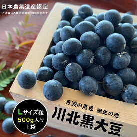 【ふるさと納税】【新物 令和7年産】川北黒大豆　Lサイズ粒　500g入り【 豆類 丹波の黒豆 最高級ブランド 大粒 甘み コク おせち料理 煮豆 黒豆ごはん 黒豆茶 お菓子作り 】