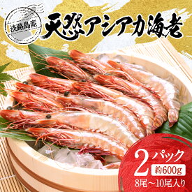 【ふるさと納税】 淡路島産天然アシアカ海老　2パック約600g 【 アカシア海老 クマエビ エビ 海鮮 海の幸 海産物 兵庫 兵庫県産 漁港 刺身 小分け 600g 冷凍 えび 流水解凍 】