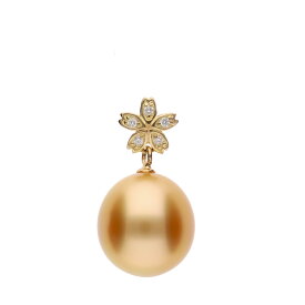 【ふるさと納税】【星桜】 ゴールデンパール（南洋 白蝶真珠） 10mm セミラウンド ダイヤモンド K18 イエローゴールド ペンダントトップ | パール 真珠 アクセサリー ジュエリー ファッション 人気 おすすめ 送料無料