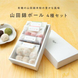 【ふるさと納税】グルテンフリー 山田錦 ボール 【箱入り4種アソート（和三盆/カカオ/抹茶/えちご姫（いちご） ）】 田田田堂 米粉 お菓子 クッキー スイーツ 小麦 乳 卵 白砂糖 不使用 アレルギー 対応 無農薬 米 ビーガン ポルボローネ