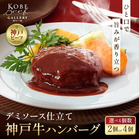 【ふるさと納税】＜選べる個数＞【冷凍便】神戸牛ハンバーグ（デミソース仕立て）