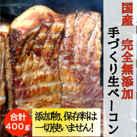 【ふるさと納税】国産完全無添加手づくり生ベーコン　【お肉・ハム・肉の加工品・無添加手作りベーコン・ボンレスハム】