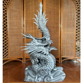 【ふるさと納税】瓦細工師手作り【俱利伽羅龍】 置き物 迫力 インテリア 利伽羅不動 利伽羅明王 不動明王の化身 いぶし粘土 瓦焼き物