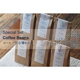 【ふるさと納税】コーヒー豆6種スペシャルセット コーヒー豆セット ブラジル産 甘い香り エチオピア産 果実感 グァテマラ産 ブレンド シングル スパイシー チョコレート感
