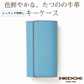 【ふるさと納税】4連強力キーフック付きキーケース(スカイブルー)兵庫県たつの市産牛革　革製品のHEDGE【1279453】