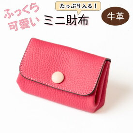 【ふるさと納税】濃いピンクが華やかに映える、ふっくら可愛いミニ財布 たつの市産牛革使用 HEDGE【1679896】