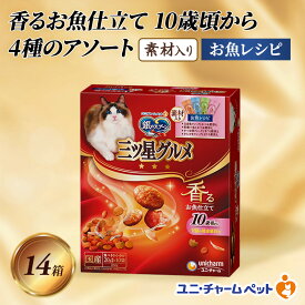 【ふるさと納税】銀のスプーン三ツ星グルメ 香るお魚仕立て10歳から4種のアソート素材入り お魚レシピ 200g×14箱 ペットフード キャットフード 猫のごはん 猫用フード 猫 ペット 小分け 個包装 ドライ ユニ・チャーム ペット ユニ・ケアー カリカリ 愛猫用 ペット用品