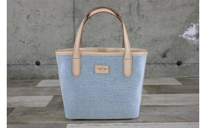 【ふるさと納税】コットンミニトートバック ブルー / かばん バッグ ミニトート 先染め生地 天然素材 爽やか コンパクト 太番手