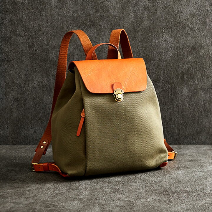 美品》豊岡鞄 エルダー THYMEBUCKS リュックサック キャンバス 革 