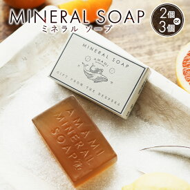 【ふるさと納税】＜選べる個数＞ ミネラル ソープ AMAMI 2個・3個 セット ／ 無添加 高級 石鹸 泡立てネット 無添加石鹸 ボディソープ パラベンフリー シリコンフリー 固形石鹸 美容 洗顔 洗顔料 洗顔石鹸 全身 ノンシリコン 手作り 兵庫 兵庫県 赤穂市