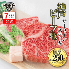 【ふるさと納税】【神戸牛 牝】神戸ビーフ牝 極厚サーロインステーキ（ハーフカット）2枚（約250g）【冷凍・期間限定品】川岸牧場 ステーキ 神戸牛