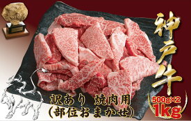 神戸牛(神戸ビーフ) 訳あり 焼肉用（不揃い）500g×2 計1kg