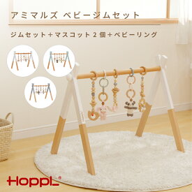 【ふるさと納税】amimals ベビージムセット　ホワイト・マスコット No.383 KWNBV020 ／ HOPPL ベビー 赤ちゃん 子供 男の子 女の子 木のおもちゃ コットン 知育玩具 Baby Toy 木製 出産祝い かわいい おしゃれ 送料無料 兵庫県