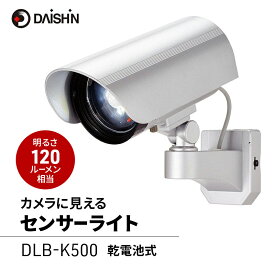 【ふるさと納税】防犯 カメラに見える センサーライト 電池式 大進 防犯ライト 乾電池式 電池 工事不要 防犯カメラ ダミー フェイク 防犯カメラ型 屋外 ライト 外灯 LED LEDライト 人感センサー 人感 センサー 自動点灯 防犯グッズ 家 防雨 DLB-K500 4939736900635