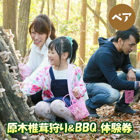 【ふるさと納税】 原木 椎茸 狩り ＆ BBQ ペア 体験券 しいたけ シイタケ 椎茸狩り バーベキュー 体験 チケット ふるさと納税 ふるさと 人気 家族 レジャー アウトドア おすすめ 送料無料 兵庫県 三田市[ 3d28bae310001 ]