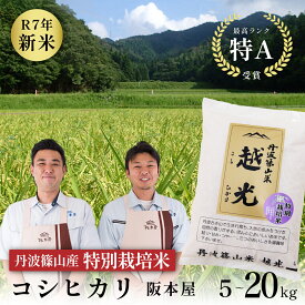 【ふるさと納税】令和7年産 丹波篠山産 特Aランク 特別栽培米 越光 5kg~20kg 5kg 10kg 20kg 小分け | お米 おこめ ブランド米 ごはん ご飯 白米 米 コメ こめ 精米 精白米 ライス おいしい米 美味しいお米 兵庫県 こしひかり コシヒカリ
