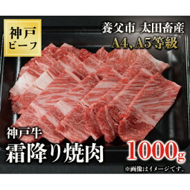 【ふるさと納税】神戸牛　霜降り焼肉　1000g【配送不可地域：離島】【1441964】