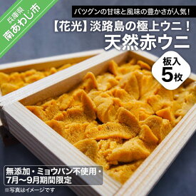 【ふるさと納税】【無添加・ミョウバン不使用・7月末～9月初旬発送予定】淡路島の極上ウニ！天然赤ウニ（板入5枚）