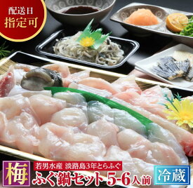 【ふるさと納税】【 発送時期が選べる 冷蔵 】【淡路島3年とらふぐ】梅 ふぐ鍋セット（5～6人前）とらふぐ 鍋 ふぐちり てっちり ふぐセット ふぐ皮 湯引き ふぐひれ 酒 産地直送 鮮魚 海鮮 海産物 魚 ギフト お取り寄せ グルメ 贈り物 プレゼント