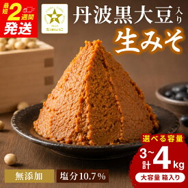 【ふるさと納税】おばあちゃんの手づくり丹波黒大豆入り味噌 【箱入り】選べる内容量　3kg 4kg　　味噌 みそ ミソ てづくり 手作り 丹波黒大豆 黒大豆 添加物不使用 無添加 生味噌 生みそ 4キロ 兵庫県 朝来市 AS2BB10　AS35B23