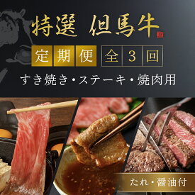 【ふるさと納税】但馬牛定期便【計3回】ロース・カルビ・サーロイン（たれ・醤油付）但馬牛 黒毛和牛 国産牛 ブランド和牛 赤身 牛 お肉 牛肉 ビーフ 牛ロース ロース カルビ サーロイン 兵庫県 朝来市 AS1LEA2