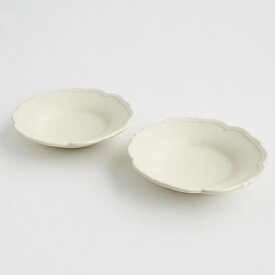 【ふるさと納税】【Awabi ware】輪花皿S ペアセット（アイボリー×2） 《決済から3ヶ月前後で発送》