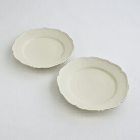 【ふるさと納税】【Awabi ware】輪花皿M ペアセット（アイボリー×2） 《決済から3ヶ月前後で発送》