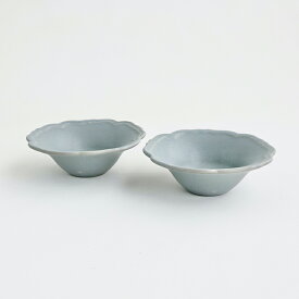 【ふるさと納税】【Awabi ware】輪花小鉢 ペアセット（青マット×2） 《決済から3ヶ月前後で発送》