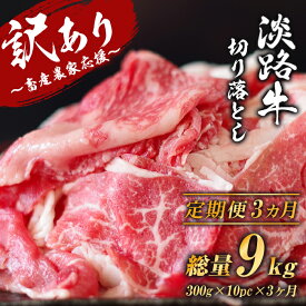 【ふるさと納税】【訳あり】【定期便3ヶ月】淡路牛 切り落し 3kg (300g×10パック）