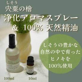 【ふるさと納税】宍粟の檜 ～ 浄化アロマスプレー＆精油セット ～ 天然 ヒノキ ひのき アロマ アロマオイル スプレー精油 リフレッシュ 浄化 防虫 森林 森の香り BK3