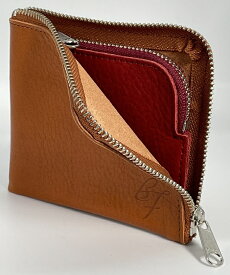 【ふるさと納税】F-57　コインケース（本ヌメ革）キャメル×レッド　＊「本物」の革の質感がここにあります。