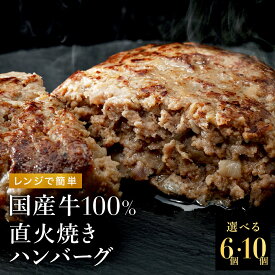 【ふるさと納税】無添加 国産牛100% 直火焼き ハンバーグ 100g 選べる数量 6袋 10袋 クワムラ食品 クワムラハム 多可町