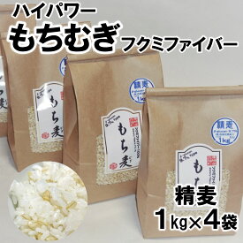 【ふるさと納税】ハイパワーもち麦フクミファイバー（精麦1kg入り4袋セット）　雑穀・もち麦・冊子付