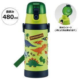 【ふるさと納税】 3Dロック付ダイレクトボトル ディノサウルス 立体プリント 水筒 キッズ ワンタッチ 直飲み ステンレス 480ml (スケーター株式会社) 奈良県 奈良市 なら 10-220