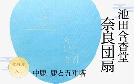【ふるさと納税】 池田含香堂 奈良うちわ・水色（鹿と興福寺の五重の塔） 化粧箱入り うちわ 奈良うちわ ハンディーファン 奈良 奈良市 奈良県 奈良町 池田含香堂 伝統工芸品 手作り 日本製 ギフト 贈り物 プレゼント 父の日 母の日 12-118