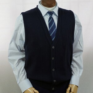 【ふるさと納税】無地 メンズニット オープンベスト コン L寸 15220【1219034】