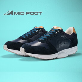 【ふるさと納税】MIDFOOT ( ミッドフッド ) 紳士靴 レザースニーカー MF001JM ( ネイビー ) 4E　【 ファッション 靴 シューズ スニーカー メンズ 】 【 お洒落 レザーシューズ エコレザー 快適 履き心地 】