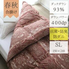 【ふるさと納税】春夏秋3シーズン使える合掛ヨーロッパ産ダウンパワー400(上質ダウン93%0.8kg)シングル赤【1128333】