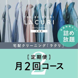 【ふるさと納税】【定期便】クリーニング 詰め放題　月2回コース 1年分（24回利用分）｜最短4日仕上げ　シミ抜き　ボタン付け　毛玉取り　ラクリ　lacuri ※着日指定不可※北海道・沖縄・離島への配送不可