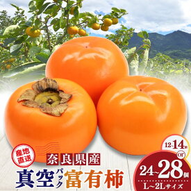 【ふるさと納税】 柿 貯蔵 富有柿 L～2L サイズ 【選べる内容量】 12 個 ～ 14 個 or 24 個 ～ 28 個 |お年賀 フルーツ くだもの 果物 柿 かき カキ 富有柿 | 奈良県 五條市