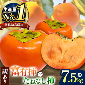 【ふるさと納税】 柿 選べる 柿 2種！ 【家庭用】 たねなし柿 or 富有柿 約7.5kg | フルーツ くだもの 果物 柿 かき カキ 訳 あり わけあり 家庭用 自宅用 どっさり たっぷり 奈良県 五條市