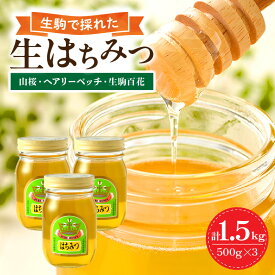 【ふるさと納税】生駒で採れた 生はちみつ ハチミツ 3本 セット 各 500g 国産 花の香 非加熱 非調合 純粋はちみつ 山桜 ヘアリーベッチ 生駒百花 食べ比べ ハニー ティータイム 朝食 吉岡養蜂園 上品 お取り寄せ 食品 食べ物 防災 備蓄 奈良県 生駒市 送料無料