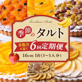 【ふるさと納税】【定期便】奇数月に届く！季節のタルト定期便6回 食べ比べ 16cm 3〜5人分 タルト ケーキ フルーツ 果物 果実 旬 スイーツ デザート 焼き菓子 洋菓子 サクサク 誕生日 贈り物 ギフト プレゼント お土産 お祝い パーティー 冷凍 奈良県 生駒市 送料無料