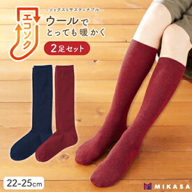 【ふるさと納税】エコソク ハイソックス 2足組 （こっくりカラー） レディース ／ 靴下 ソックス ウール 暖かい 奈良県 葛城市