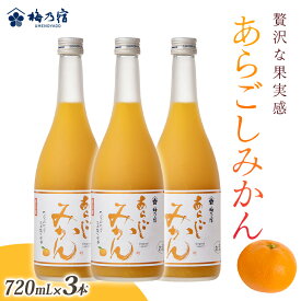 【ふるさと納税】梅乃宿 あらごしみかん 720ml 3本 セット ／ お酒 リキュール ギフト 贈り物 プレゼント 人気 メーカー直送 果肉たっぷり デザート つぶつぶ食感 ロック ストレート 奈良県 葛城市