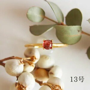 【ふるさと納税】13号 天然石 ガーネット リング (Silver925 18KGP仕上げ) / Maco アクセサリー シルバー ヘアライン加工 プレゼント 奈良県 田原本町