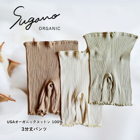 【ふるさと納税】 インナー 下着 パンツ SuganoORGANIC 3分丈パンツ フリーサイズ 綿 USAオーガニックコットン 100% | 白 茶 緑 オーガニック コットン ルームウェア フリー スガノ工房 奈良県 御杖村 みつえむら
