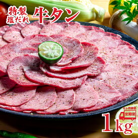 【ふるさと納税】【6回定期便】特製塩だれ 牛タン 1kg 牛たん 薄切り たん タン 牛肉 焼肉 1キロ 7～8人前 お取り寄せ タン先 タン中 大容量 簡単料理 冷凍 特製 定期 タレ漬け 味付き うま味 旨味 連続 タン塩 たん塩 ぎゅうたん ギュウタン 牛たん塩 ギフト 夏 人気