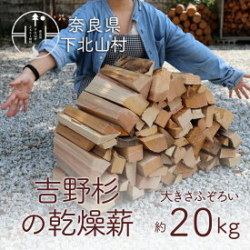 【ふるさと納税】吉野杉のふぞろい薪　約20kg 奈良県産材 乾燥材 薪ストーブ アウトドア キャンプ 焚き火 便利